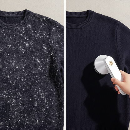 Antes y después de usar removedor de pelusas - Resultados quitapelusas eléctrico